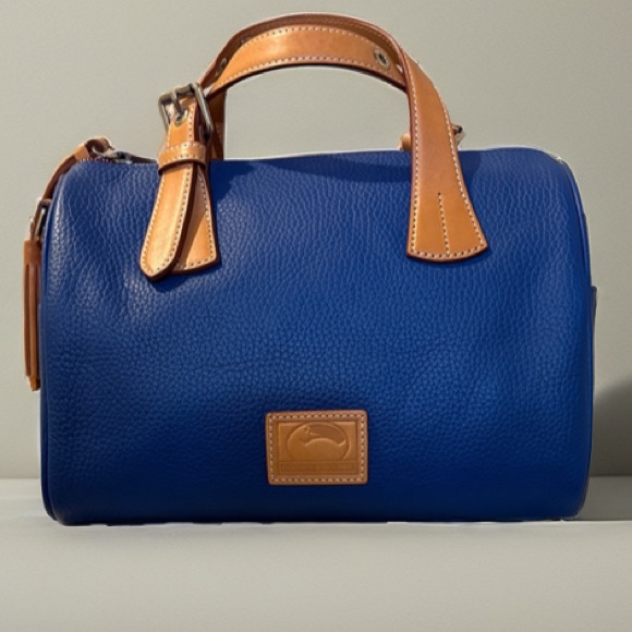 Dooney & Bourke Royal Blue Satchel With Tan Straps